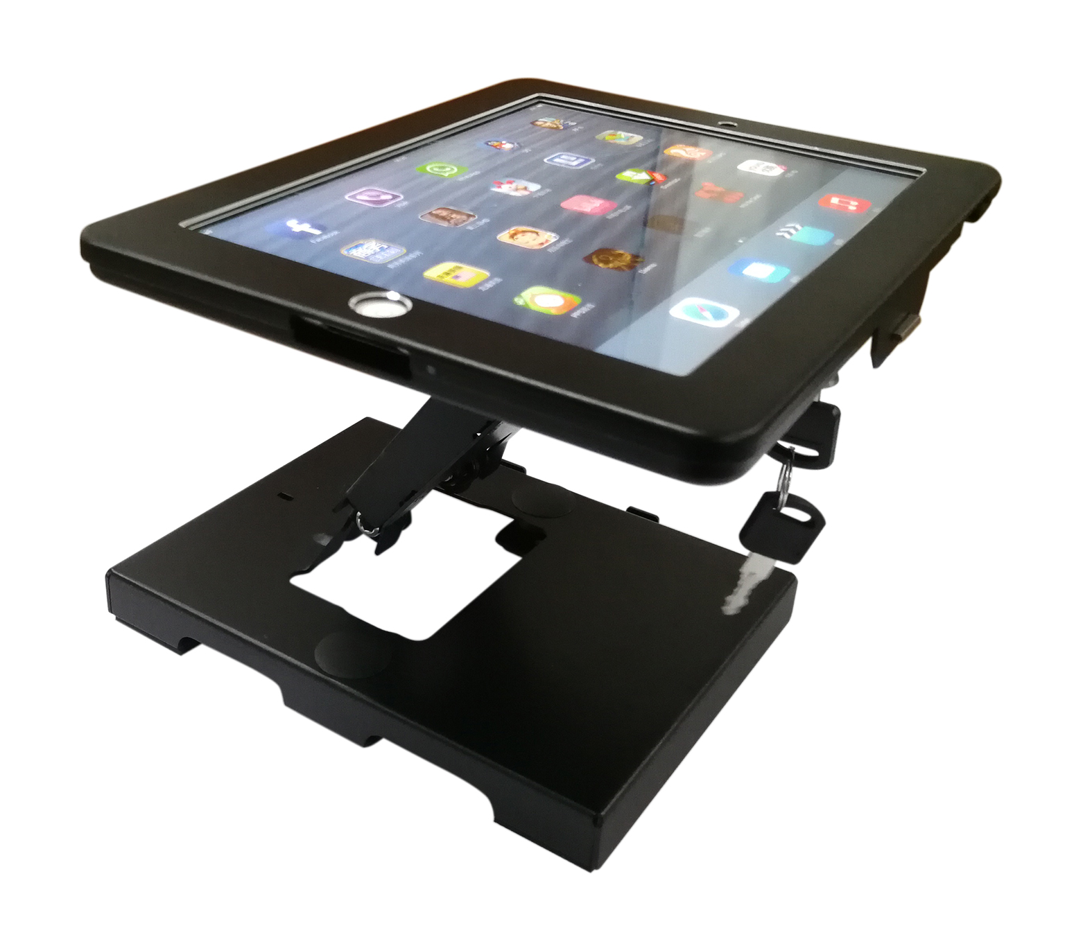 SystemS Abschließbare Tisch und Wandhalterung für iPad Air 1 2 iPad Pro 9, 7 Zoll in Schwarz