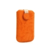 Leder Etui Sleeve mit Rückzugfunktion Orange für Smartphone