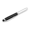 System-S Silver Black 3 in 1 Stylus Ball Pen LED Light for Smartphone & Tablet