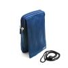 System-S Smartphone bag case cover sheath with zipper (each chamber ca. 1 x 9,5 x 14 cm ) blue