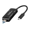 SYSTEM-S 3in1 USB 3.1 Type C zu TF SD Card USB Typ A und Micro-USB Card Reader Kartenleser OTG Adapter in Schwarz