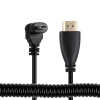 System-S Micro HDMI Stecker Abwrts Gewinkelt Kabel zu HDMI Standard Stecker Spiralkabel 50-80 cm