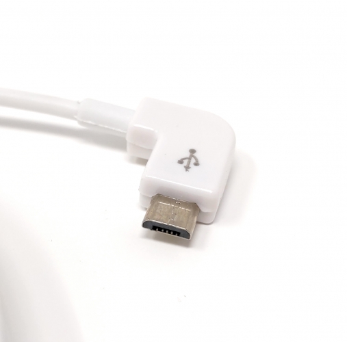 SYSTEM-S Micro USB Kabel 90° Grad RECHTS Gewinkelt Winkelstecker zu USB 2.0  Typ A (male) Datenkabel Ladekabel ca. 495 cm in Weiß