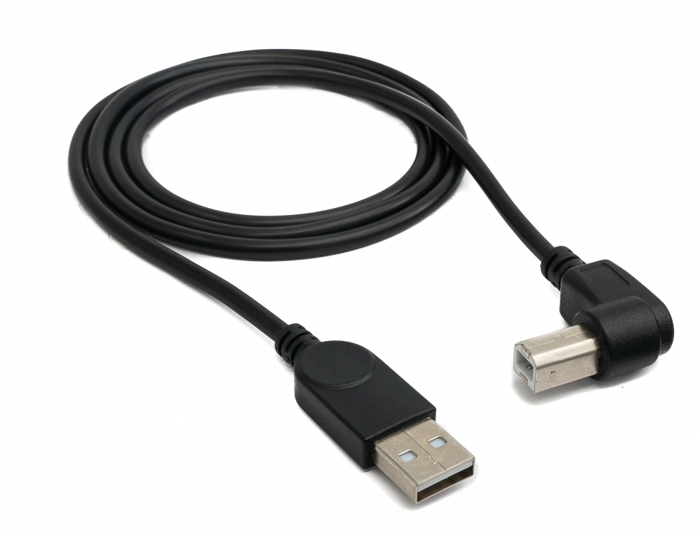 System-S USB 2.0 Spiralkabel – 100 Cm, Typ A Auf Mini B, Gewinkelt, Schwarz, 480 Mbit/s