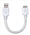 System-S White Short Micro USB 3.0 Sync & Charge Cable (USB 3.0 Micro-B) 10 cm