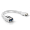 System-S White Micro USB 3.0 OTG Host Adapter Cable (USB A Host to Micro-B Plug) 10 cm