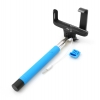 System-S universal monopod selfiepod telescop selfiestick holder (ca. 23.5 - 100 cm) for selfies with ¾ screw and adapter (devices ca. 6cm - 8.5cm width) remote-control release blue