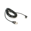 System-S Micro USB 2.0 (left angled/male) cable helix spiral cable cord data Sync and charging 150 cm