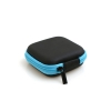 System-S cable carrying case protector box cover with zipper enclosure for headphone cords in black-blue