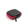 System-S cable carrying case protector box cover with zipper enclosure for headphone cords in black-magenta
