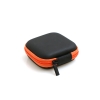 System-S cable carrying case  protector box cover with zipper enclosure for headphone cords in black-orange