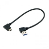 System-S Angled USB Type-A to Angled USB 3.1 Type-C (90 degree x 2) Extension Cable Data Sync & Charging Cord