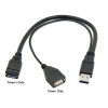 System-S USB A Male to USB A Female HDD Hard Disk Cable with Extra Power USB Socket Y-Cable