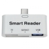 System-S USB 3.1 Type C zu TF SDHC Card Reader Kartenleser mit 1x USB 3.0 Typ A Port female Hub Adapter Stecker Daten Kabel