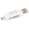 SYSTEM-S 3in1 USB 3.1 Type C zu TF SD Card USB Typ A Micro-USB Reader Kartenleser OTG Adapter in Wei