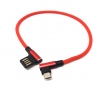 Micro USB Kabel links gewinkelt auf umkehrbarer USB Schnittstelle Typ A 2.0 in Rot 29 cm