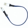 System-S USB A Stecker zu Micro USB Stecker Kabel Flachkabel 32 cm in Blau