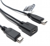 USB 2.0 Y Kabel 25 cm Micro B Buchse zu Typ C und Micro B Stecker Adapter