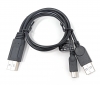 USB 2.0 Y Kabel 25cm Typ A Stecker zu Typ A und Micro B Stecker Adapter Schwarz