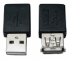 System-S USB 2.0 Adapter Typ A Stecker zu Buchse Winkel Kabel in Schwarz