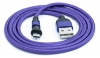 USB 2.0 Kabel 1 m Micro Stecker zu 2.0 A Buchse Adapter 180 Winkel in Lila