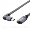 USB 3.1 Kabel 100 cm Typ C Stecker zu Buchse geflochten Winkel Adapter in Grau