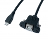 USB 2.0 Kabel 30cm Typ B Buchse zu Micro Stecker mit Schraube Adapter in Schwarz