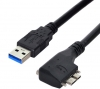 USB 3.0 Kabel 5 m Typ A Stecker zu Micro B Stecker Winkel Schraube in Schwarz