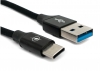 USB 3.1 Kabel 1 m Typ C Stecker zu 3.0 Typ A Stecker geflochten Adapter Schwarz