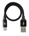 USB 3.1 Kabel 25cm Typ C Stecker zu 2.0 Typ A Stecker geflochten Adapter Schwarz