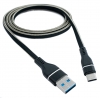 USB 3.1 Kabel 1 m Typ C Stecker zu 3.0 Typ A Stecker flach geflochten in Schwarz