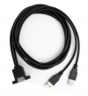 USB 2.0 Dual Port Kabel 150 cm Typ A Buchse zu Stecker Adapter Schraube Schwarz