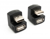 2x USB 2.0 180° Adapter Typ A Stecker zu Buchse Kabel in Schwarz