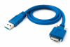 USB 3.0 Kabel 60 cm Micro B Stecker zu Typ A Stecker Schraube Adapter in Blau