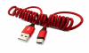 USB 3.1 Kabel 100 cm Typ C Stecker zu 2.0 Typ A Stecker Spirale geflochten Rot