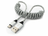USB 3.1 Kabel 100 cm Typ C Stecker zu 2.0 Typ A Stecker Spirale geflochten Grau