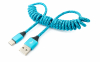 USB 3.1 Kabel 100 cm Typ C Stecker zu 2.0 Typ A Stecker Spirale geflochten Blau